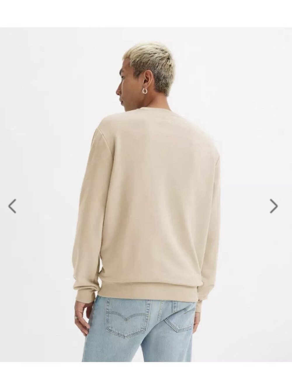 Levi's Crewneck Sweatshirt Men's Tan Beige Fleece Lined Standard Fit Size S - Picture 2 of 11